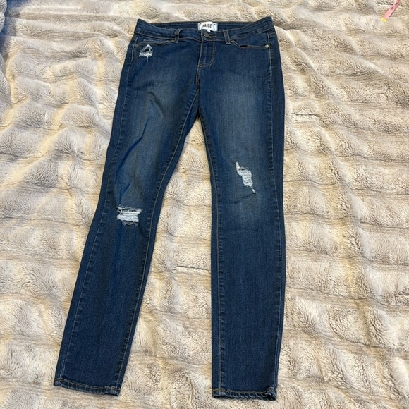 Paige Verdugo Ultra Skinny Jeans Sz 27 New Blue Distressed Denim ankle length - Picture 2 of 12